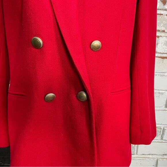 Vintage 90s Fundamental Things Petites Red Wool Double Breasted Blazer Jacket 6 - Picture 7 of 11